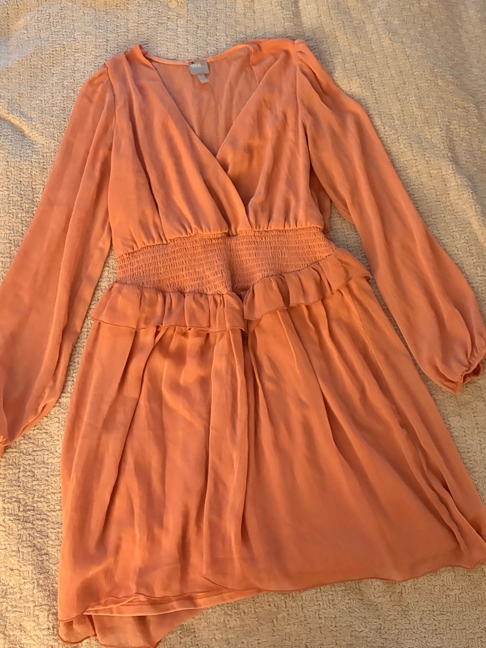 ASOS pink Long-Sleeve Wrap Waist Dress